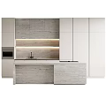 Modern Minimalist Kitchen With Light Gray Cabinets And Stone Countertop 3d model