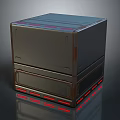 Industrial Server Cabinet With Dark Metallic Finish Stacked Structure And Red LED Strips