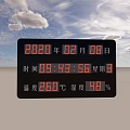 Black Computer Digital Display Screen With Red Numbers Showing Time Date And Temperature 3d model
