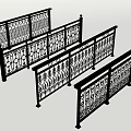 Stylish Black Wrought Iron Railings With Intricate Decorative Patterns And Multiple Designs 3d model
