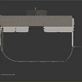 Detailed Traditional Curved Wooden Building Model With Cross Supports And Components