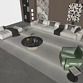 Sofa Coffee Table Combination Single Sofa Chaise Lights Decorative Painting 3d model