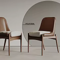 POLIFORM Modern Leisure Chair with Brown Leather Upholstery White Cushion and Wooden Frame