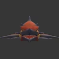 3D Fantasy Creature Model With Red Yellow Spikes And Sharp Teeth