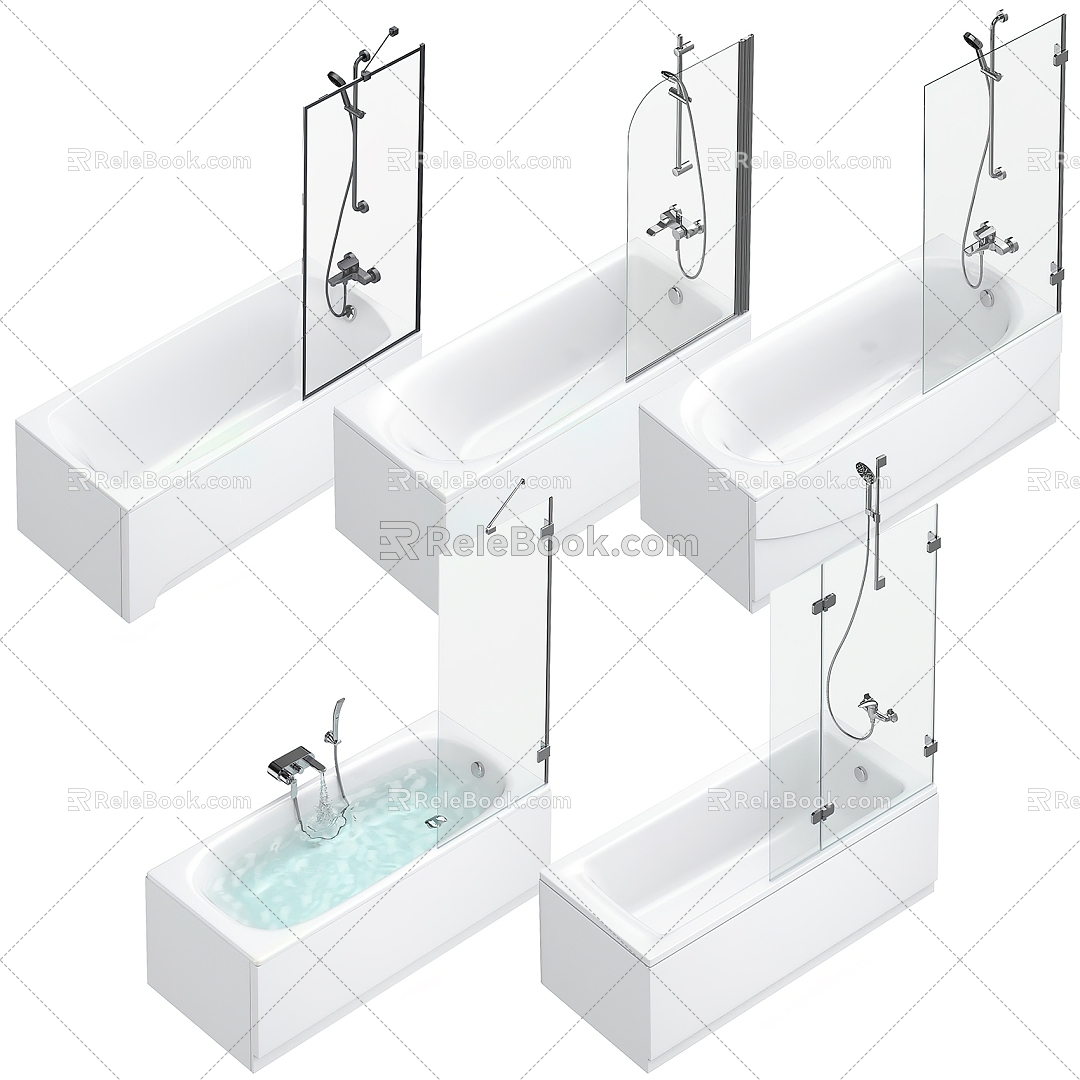 glass partition bathtub 3d model