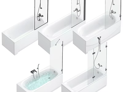 Modern Bathtub Designs With Glass Shower Door And White Interior Styles 3d model
