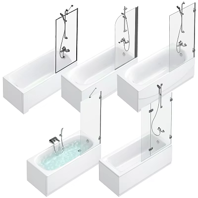 Modern Bathtub Designs With Glass Shower Door And White Interior Styles 3d model