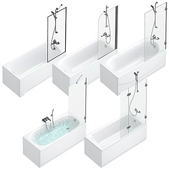 glass partition bathtub 3d model