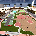 Comprehensive Sports And Leisure Zone With Basketball Court Football Field Parking Area And Plaza