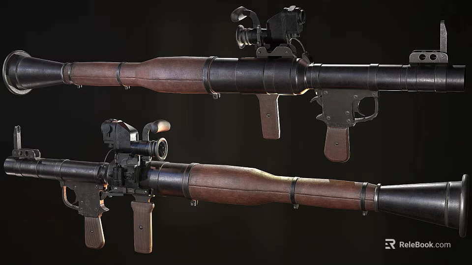 Vintage Military Rifles With Wooden Stocks Mounted Scopes And Metal Barrels 3d model 