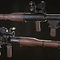 Vintage Military Rifles With Wooden Stocks Mounted Scopes And Metal Barrels