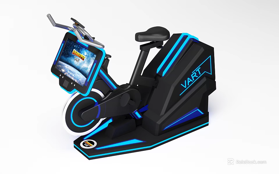 Modern Exercise Bike With Large Screen Blue LED Lights And Sleek Design 3d model