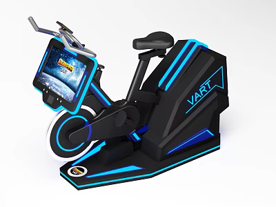 Modern Exercise Bike With Large Screen Blue LED Lights And Sleek Design 3d model