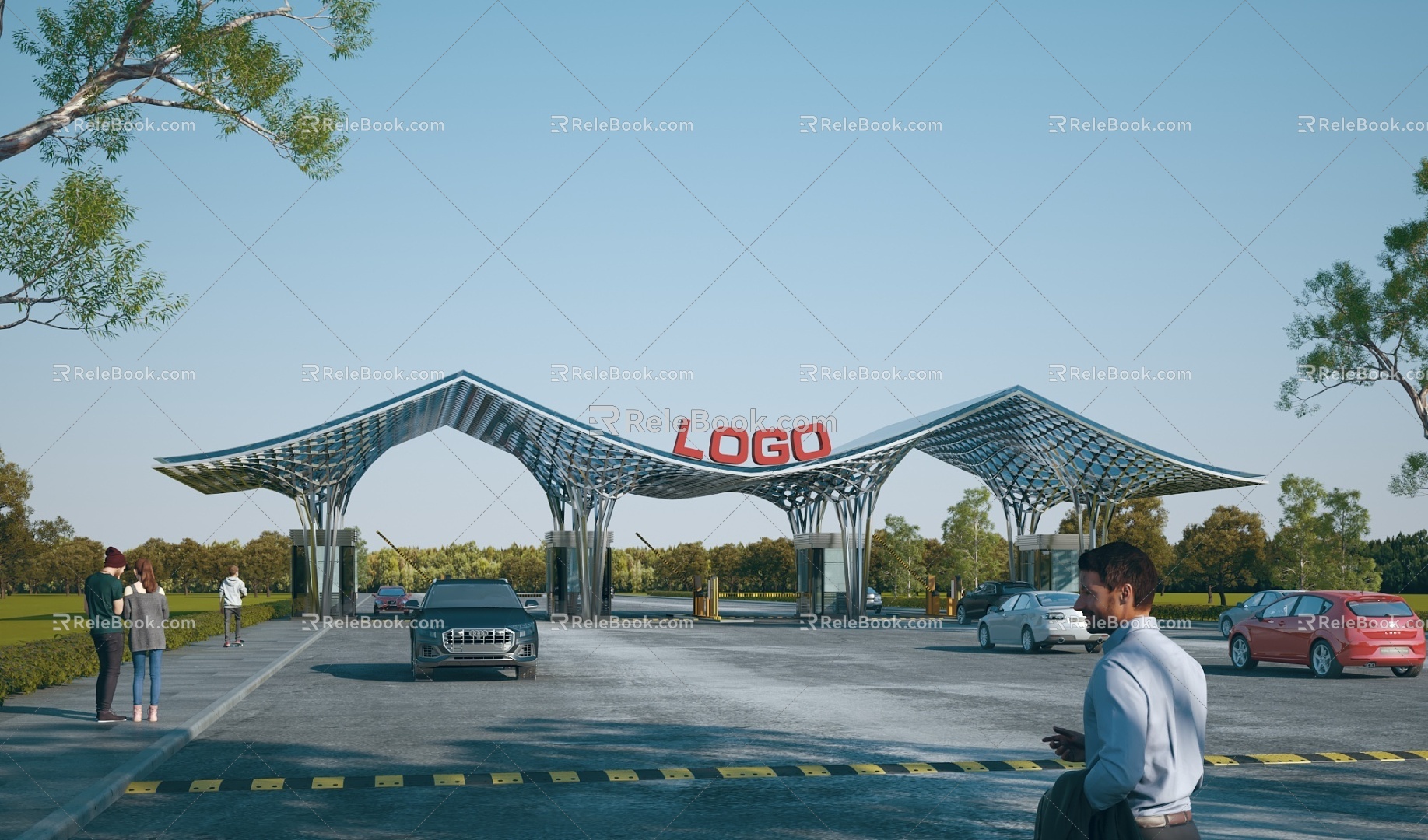 Modern Gate Gate Building Factory Gate Guard Recorder Room Gate Entrance Park Gate Gate Gate 3d model