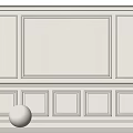 Stylish Single Sofa Against White Wainscoting Wall With Round Decor 3d model
