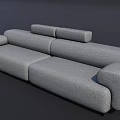 Gray Fabric Casual Sofa Set With Modular Design And Sleek Armrests 3d model