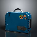 Vintage Blue Portable Radio With Antenna Handle And Decorative Stickers