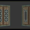 Wooden Carved Door Panels With Intricate Lattice Patterns And Decorative Frames