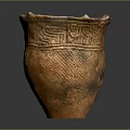 Ancient Brown Ceramic Pottery With Intricate Carved Decorative Surface Patterns 3d model