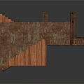 Wooden Scene Structure With Staircase Platform And Brown Frame Details