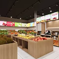 Fresh Fruit Store Interior With Various Fruits And Digital Screens 3d model