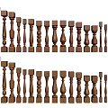 Brown Wooden Balusters With Various Styles And Different Sizes For Railings