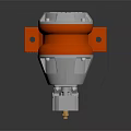 Industrial Mechanical Component Silver And Orange Metal With Connection Ports And Base For Machinery Applications