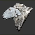 White Sheep Head Sculpture With Orange Eyes For Decorative