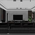 Elegant Modern Dining Living Room Interior With Wooden Cabinets Dining Table Chairs And Pendant Light