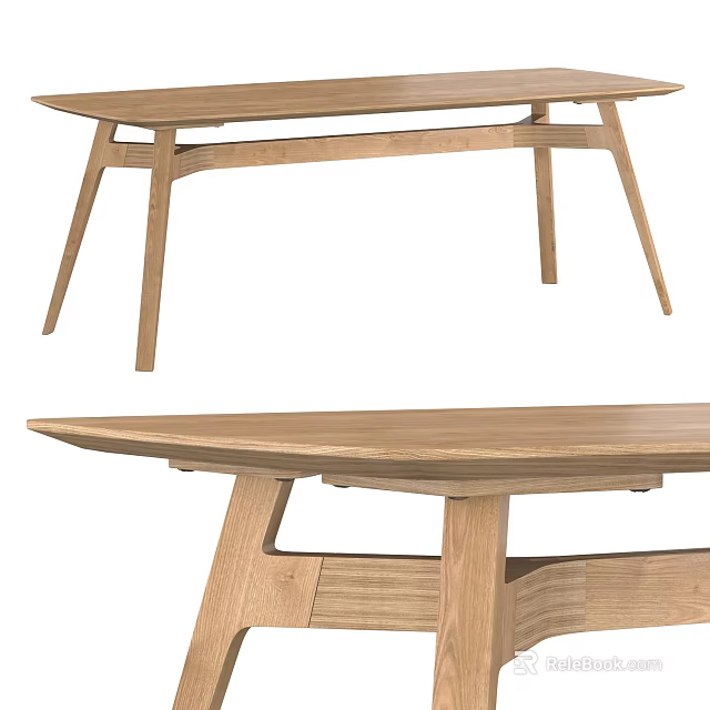 Modern Wooden Dining Table Featuring Sleek Design and Unique Geometric Legs 3d model 
