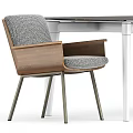 Modern Minimalist Dining Table Set With Wooden Chairs Gray Cushions White Legs