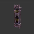 Gothic Style Dark Colored Display Cabinet With Pointed Top Glass Panes And Carved Base