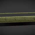 Green Bamboo Poles With Nodes Textured Surface And Holes In Natural Condition