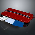 Red Leather Wallet with Zipper Closure Holding Cash and Cards for Daily Use