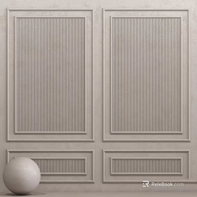 Light Colored Textured Wall Panel With Vertical Stripes And Framed Design 3d model