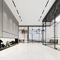 Modern Meeting Room Interior Design With Long Table Laptop Flower Vase And Large Screen