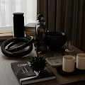 Stylish Inflatable Decorative Models On Tabletop With Books Candles And Metal Decor