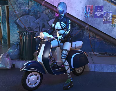 Modern Woman Moto Girl 3d model
