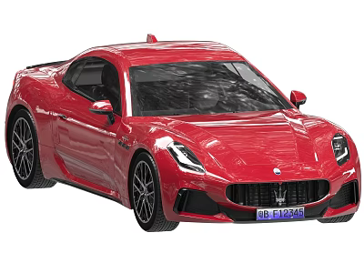 Red Maserati Sports Car With Sleek Exterior Design Black Rims And Headlights 3d model