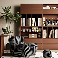 Modern Middle Ancient Bookcase Combination Bookcase Decorative Cabinet Book Decoration Lazy Sofa 3d model