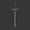 Traditional Decorative Sword With Red Hilt Golden Crossguard And Twisted Steel Blade