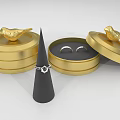 Luxury Jewelry Rings With Open Golden Boxes And Elegant Display Details