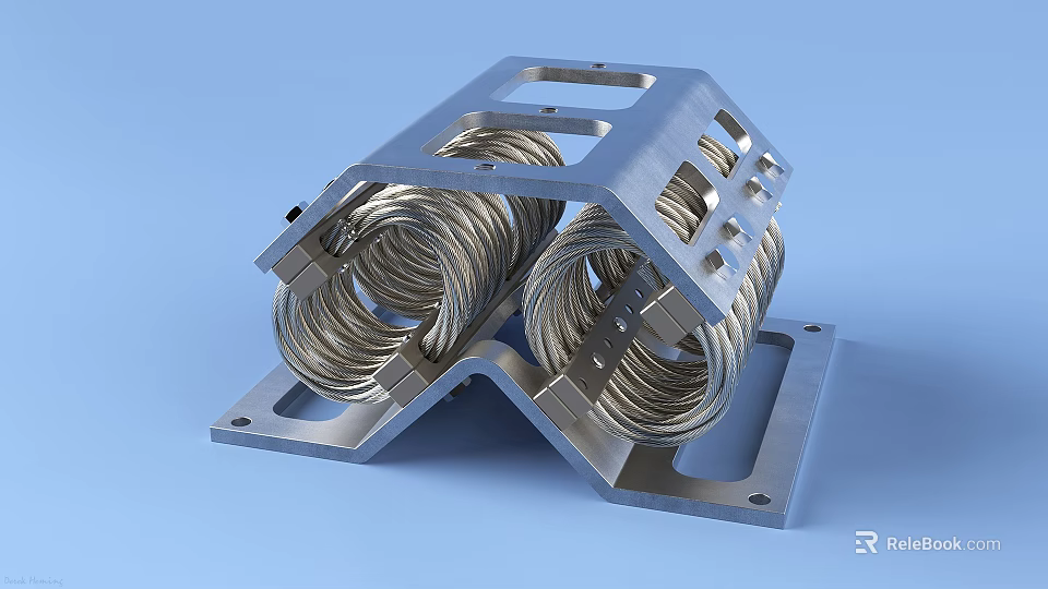 Heavy Duty Industrial Equipment with Metal Frame and Coiled Springs for Machinery Support 3d model 