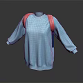 Light Blue Casual Sweater With Pink Shoulder Straps And Long Sleeves Fashion Design