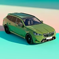 Green BMW Wagon Featuring Modern Sporty Design Black Roof And Wheels