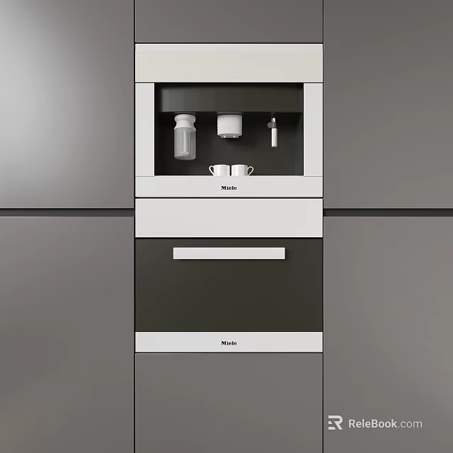 Modern Kitchen Appliances With Built in Cabinet Drawer And Miele Design 3d model 