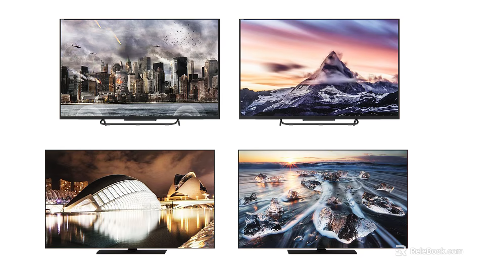 Smart TV with 4K Ultra HD Display Showing Stunning City Mountain and Glacier Landscapes 3d model 