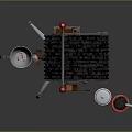 Tea Pot Shaped Spider Robot With Traditional Pavilion Roof And Tea Cups