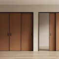 Modern Wooden Sliding Doors With Mirror Panel For Home Interior Design