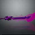 Vibrant Pink Purple Glowing Sword Weapon With Mythical Creature Hilt And Dark Background